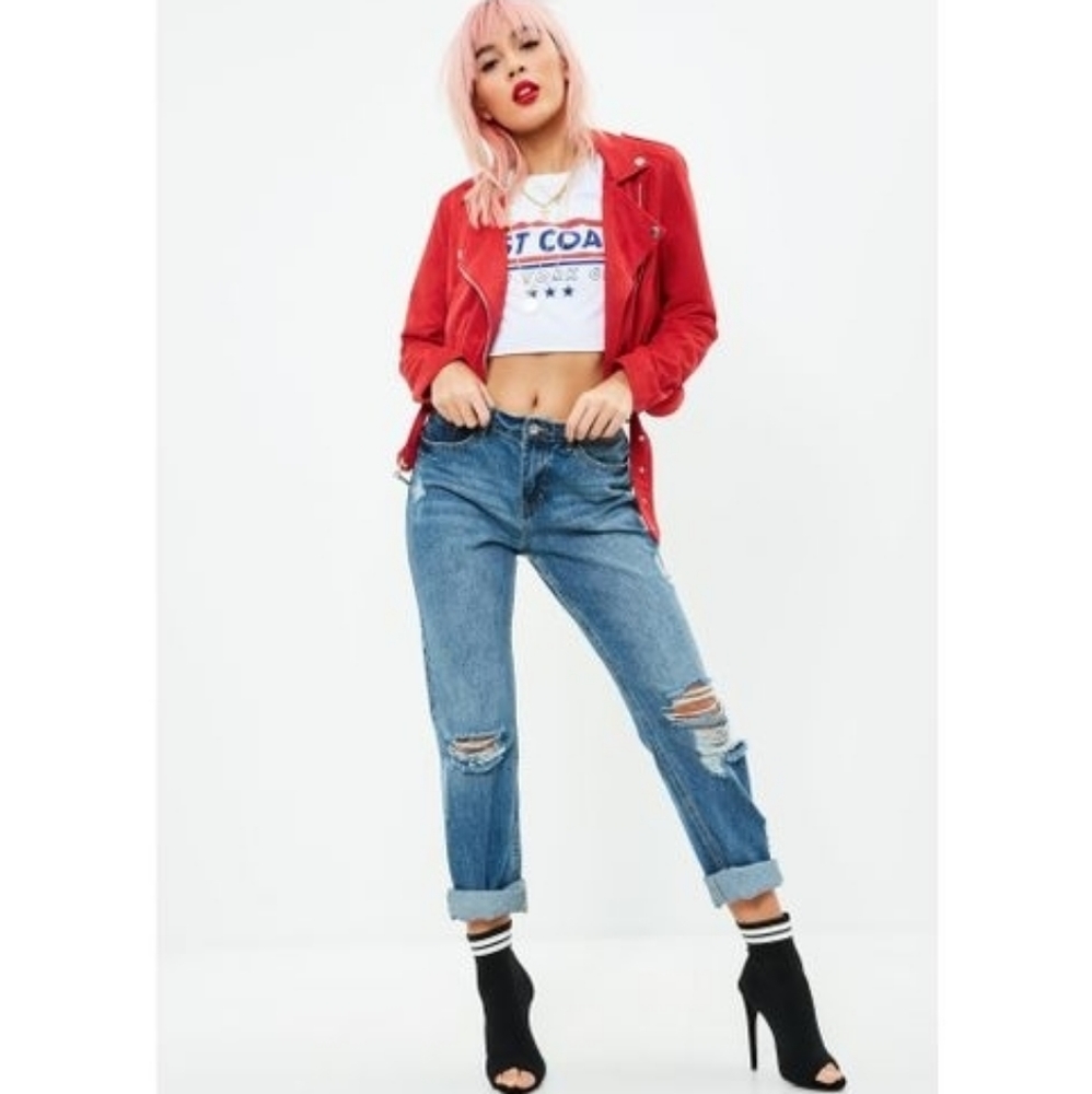 - New Missguided biker faux suede jacket